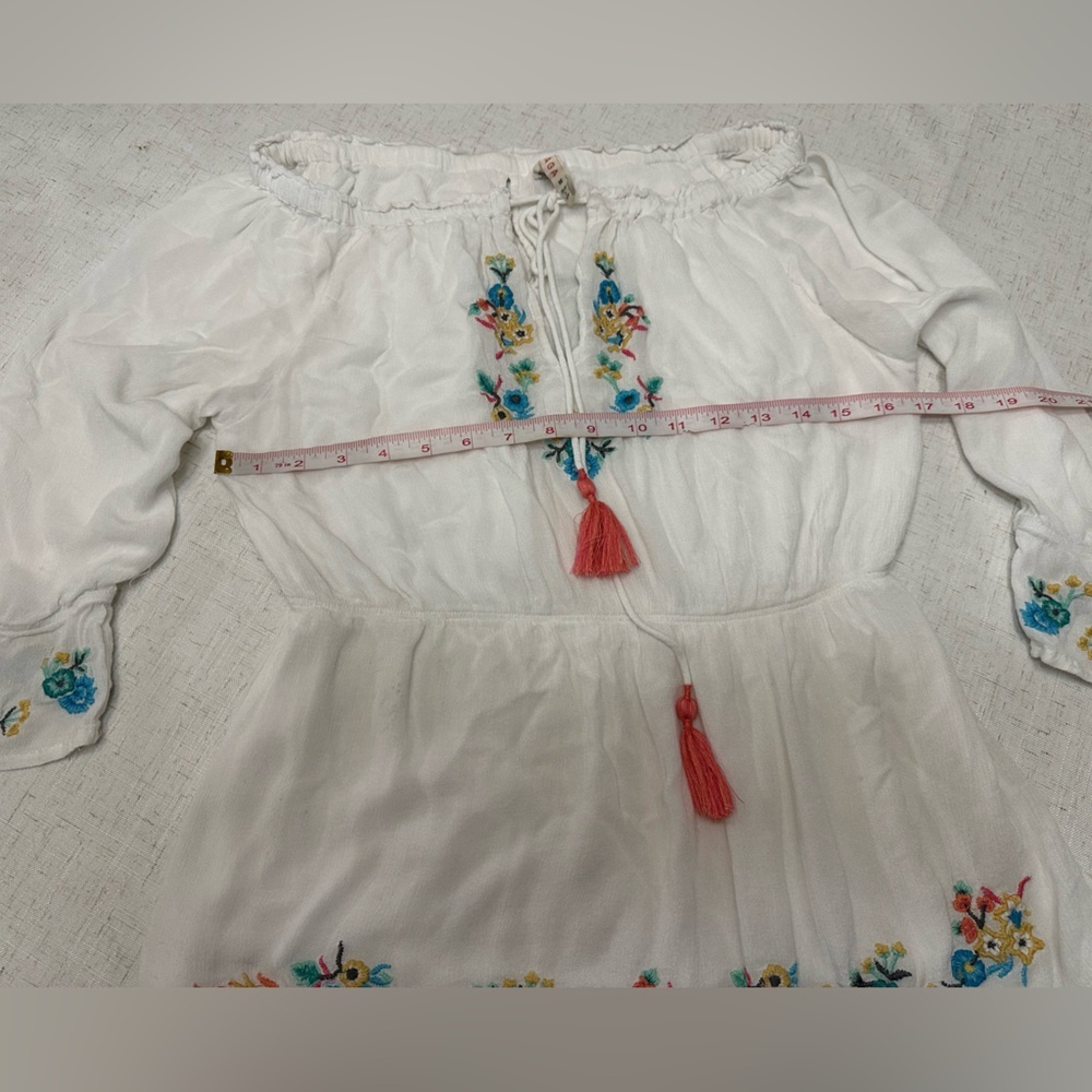 RAGA White Mini Dress with Multicolor Embroidery - Picture 7 of 12